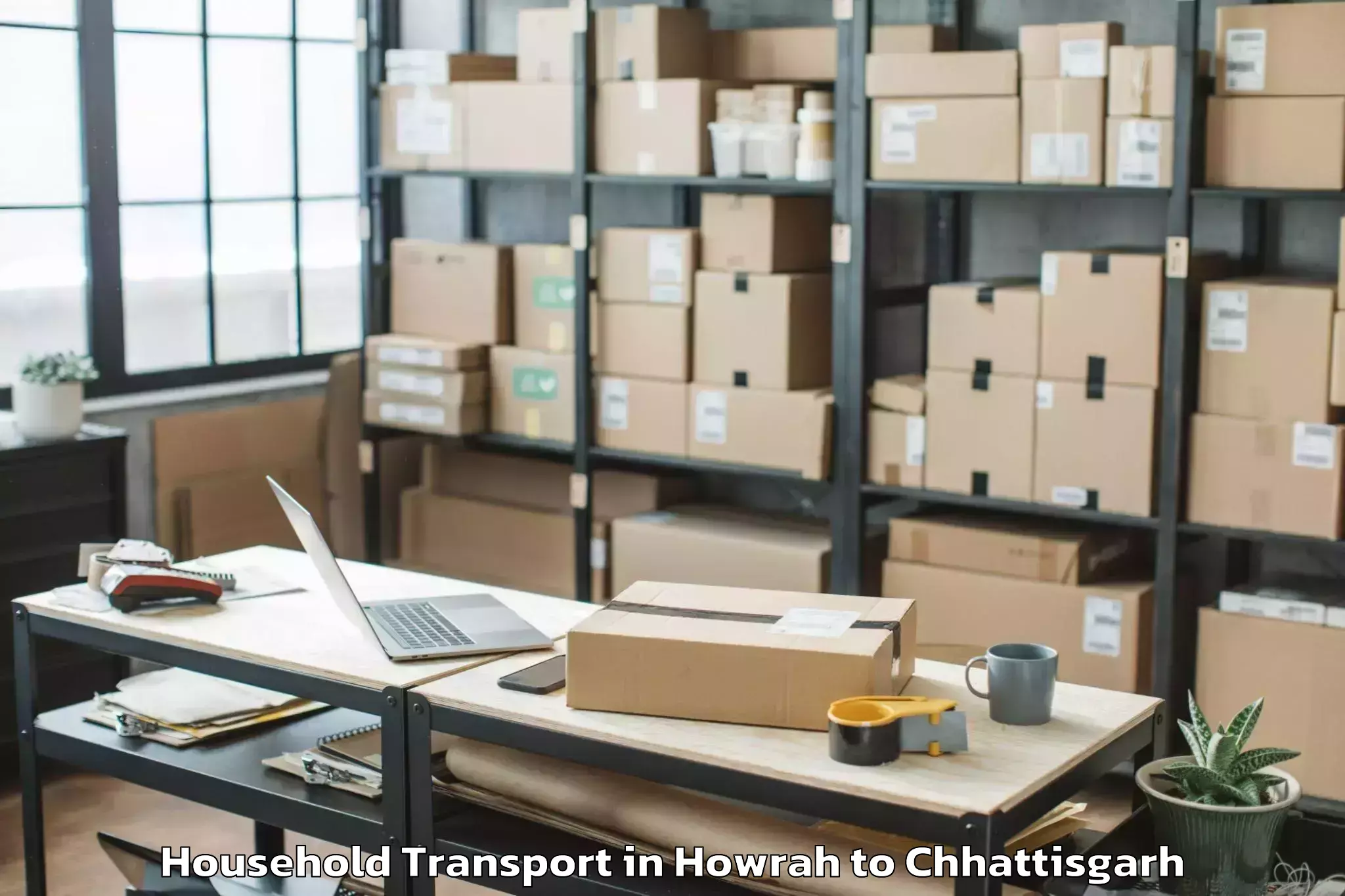 Professional Howrah to Chirimiri Household Transport